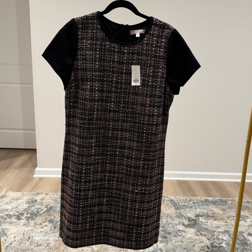 Banana Republic Black, Pink & Red Tweed Mini Dress - NWT; Size 14